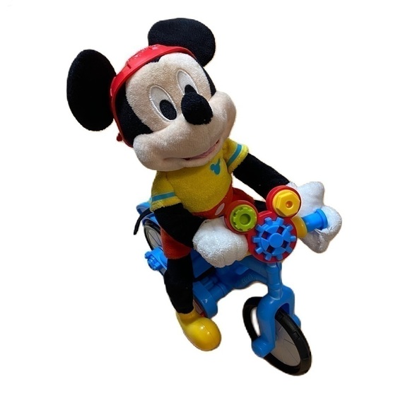 Disney Mickey Mouse Bicycle Kids Toy Bike Blue Plush Stuffed Animal - Picture 1 of 6